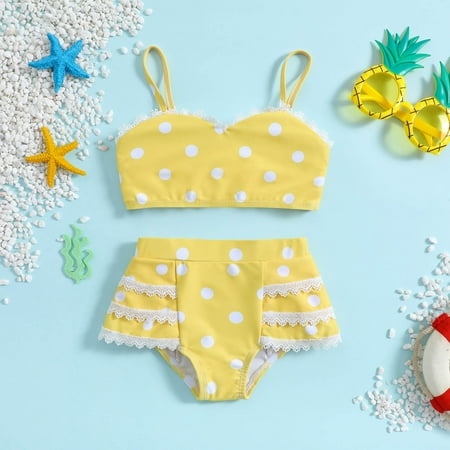 

CHGBMOK Summer Toddler Swimsuit Kids Baby Girls Fashion Cute Mermaid Flower Print Ruffles Bikini Swimsuit Set