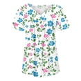 thumbnail image 6 of Women's Floral Print Short Sleeve Beach Tops, Cruise Wear Tropical Shirts Hawaiian Outfits for Women Summer Vacation Tops 2025 Spring Casual V-Neck Short-Sleeved Chest Green S, 6 of 6