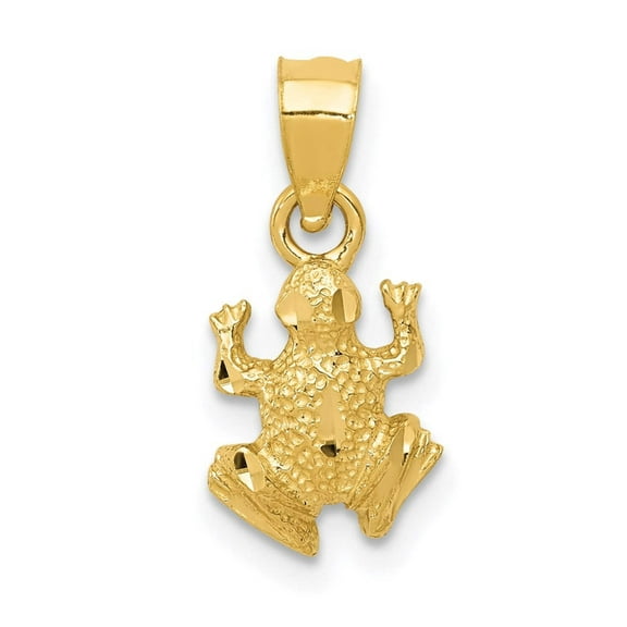 Finest Gold 14K Yellow Gold Diamond-Cut Frog Pendant