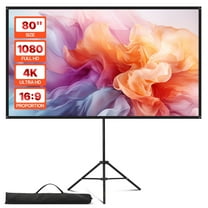 VEVOR Projector Screen with Stand, 80 Inch 160° Wide Angle Indoor Outdoor Projection Screen,16:9 4K HD Wrinkleless Portable Tripod Screens with Carry Bag,for Movie Home Theater Office Presentation