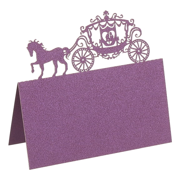 50Pcs Wedding Place Cards, Laser Cut Wedding Car Table Place Cards for Table Setting Wedding Reception Buffet, Dark Purple