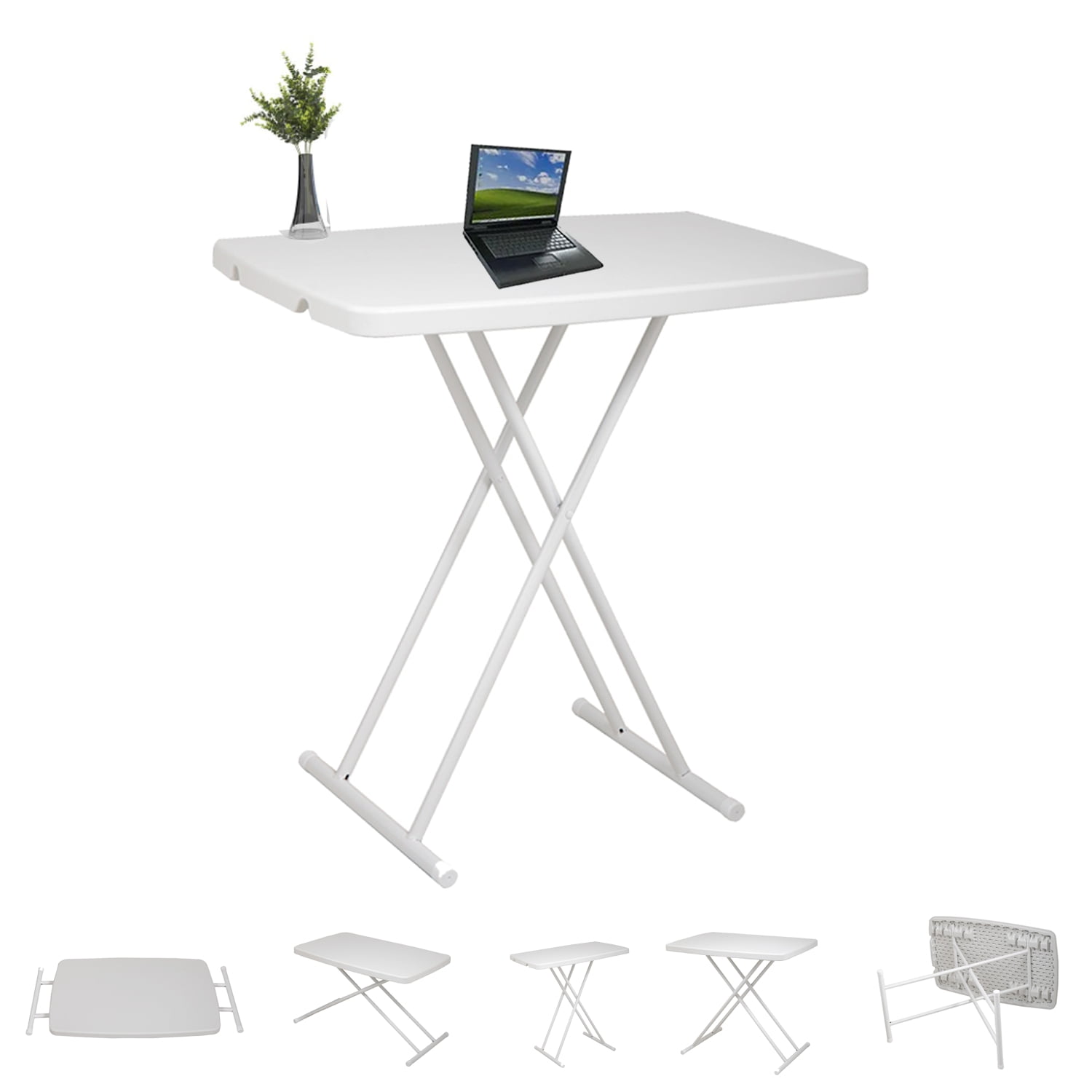 Xahpower Folding Table Writing Desk with Adjustable Height for Study Office Home Use