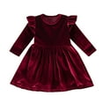 thumbnail image 2 of Tejiojio Dresses Toddler Little Girl Velvet Ruffle A-Line Dress Vintage Dresses Baby Girls Christmas Outfit Dress Clearance, 2 of 8