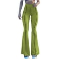 thumbnail image 2 of Cavosen Flare Leggings for Women with Booty Green High Waisted Yoga Pants Stretchy Tight Seamless Solid Skinny Long Pants Workout Athletic Trousers Activewear Jogger Pants M, 2 of 4