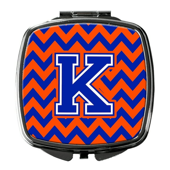 Letter K Chevron Orange and Blue Compact Mirror CJ1044-KSCM