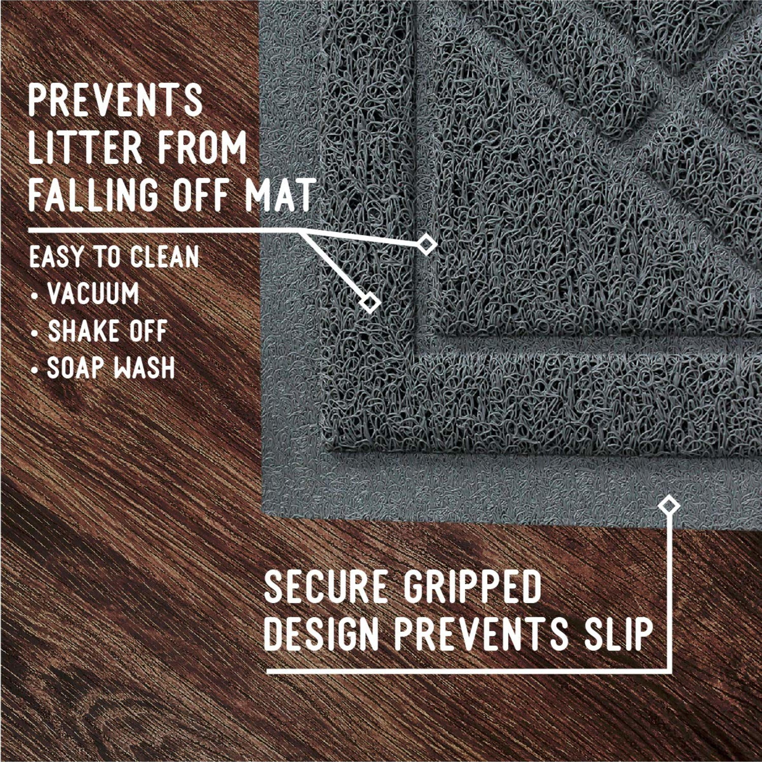 Downtown Pet Supply Non Slip and Washable Cat Litter Mat 35" x 42", Grey