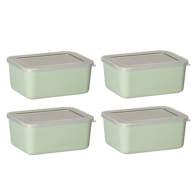 Cateissary Contenedores de plástico transparentes para alimentario: para almacenar ingredientes líquidos y secos Tapa hermética Organizadores de utensilios de cocina Verde 4 piezas