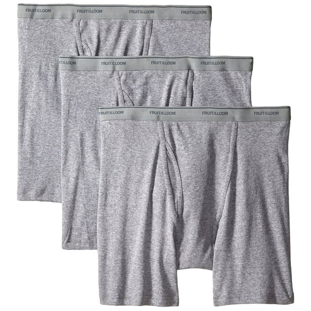 Fruit of the Loom Men`s 3pk Big Man Solid Knit Boxers, 3XB, Assorted