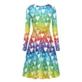 thumbnail image 3 of FKELYI Love Heart Women Dresses Lightweight Rainbow Swing Party Dress Valentine's Day Gift Breathable Long Sleeve Dress for Women Size M, 3 of 5