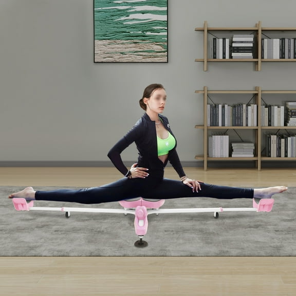 74*28cm Pink Leg Stretcher, Heavy Duty Split Machine Floor Standing Flexibility Stretching Equipment with Practical Wheels