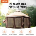 thumbnail image 2 of VEVOR PU Coated 180G Polyester 10x10/10x13ft Backyard Patio Gazebo with Mosquito Net, Metal Frame for Backyard Lawn Garden Deck 10x13ft, 2 of 5