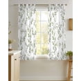 thumbnail image 4 of Green Leaves Sheer Curtains 39 Inch Length 2 Panels Set for Living Room/Bedroom, Summer Botanical Elegant Farmhouse Kitchen Curtains Grommet Semi-Sheer Curtains Drapes Window Treatments 27.5"x39"x2, 4 of 7