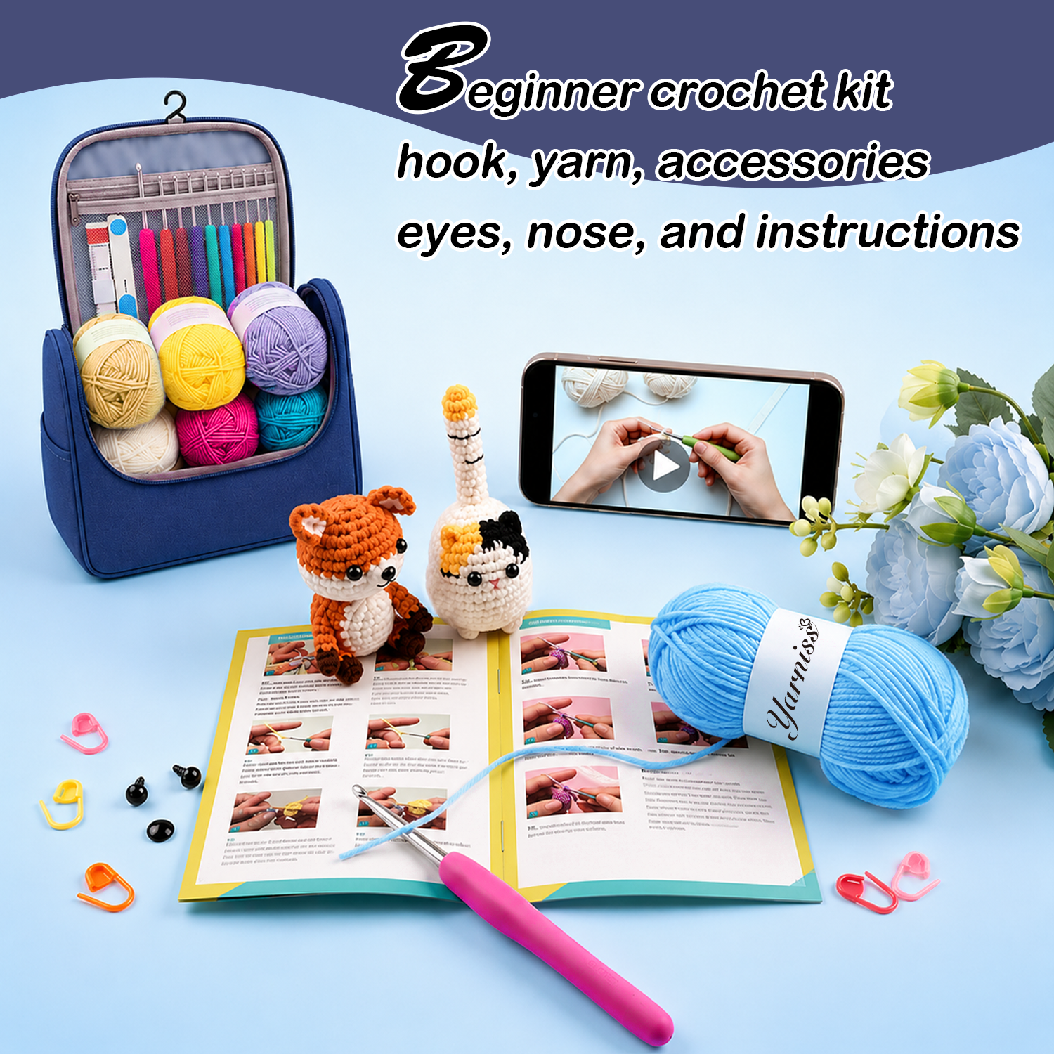 Yarniss Crochet Beginner Kit with 840 Yards Yarn photo 2