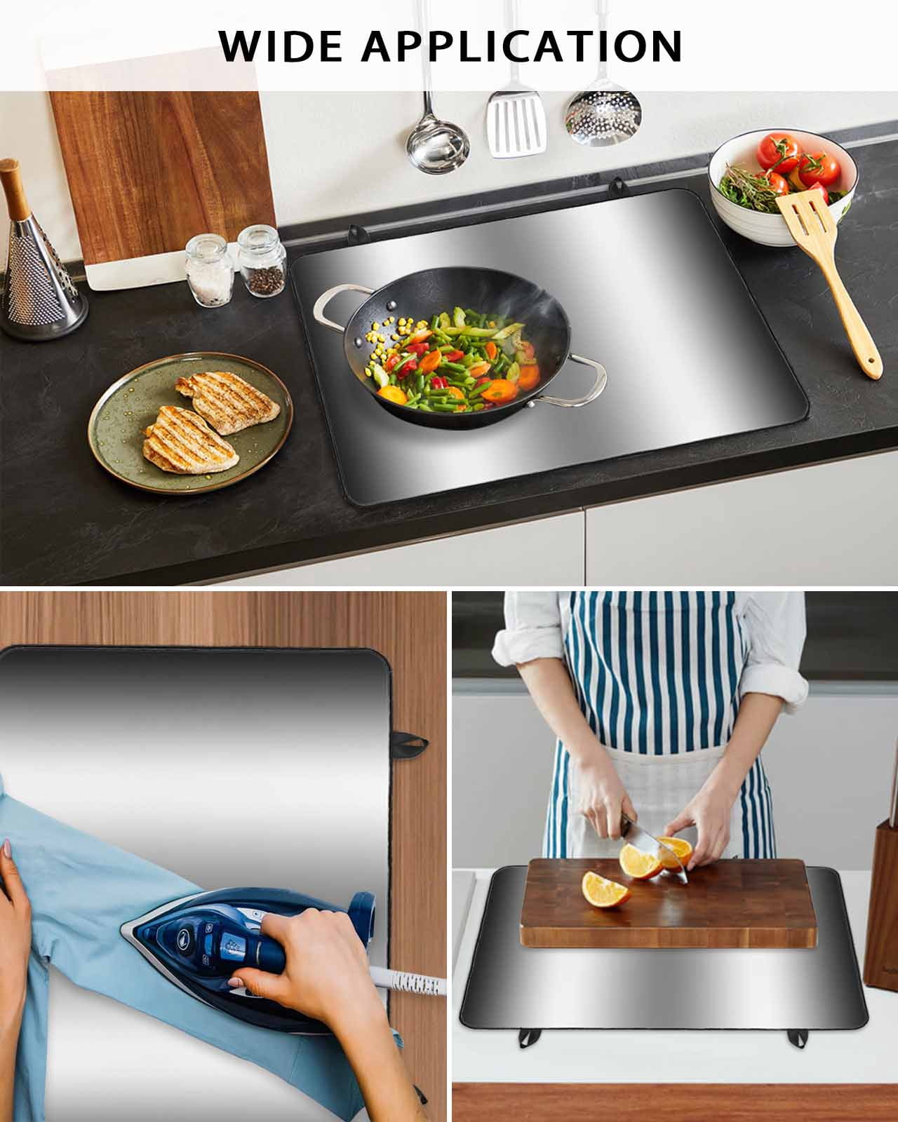 nqOlkjepod Large Induction Cooktop Protector Mat 36"x21", Ombre Black White Stove Top Covers for Electric Stove, Simple Abstract Striped Farmhouse Stove Burner Cover Mats, Glass Top Stove Cover