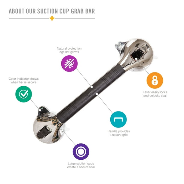 Shower Grab Bars For Seniors HealthSmart 16-inch Suction Cup Grab