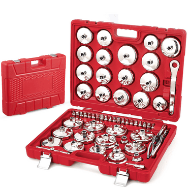 Auto Oil Filter Socket Set, 58 PCS, Wrench Set, Cup Type 1/2 inch Drive Cap Removal Tool, with Drain Plug Socket Set/Adjustable Wrench/Drive Wrench, Compatible, all Models Car, SUV, Oil Filter.