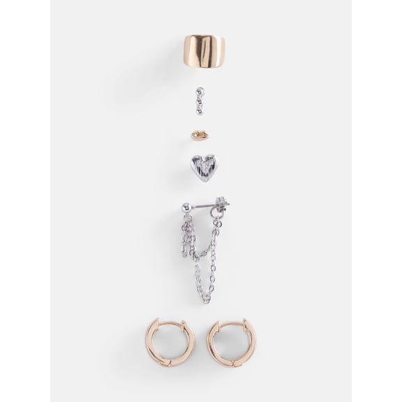 No Boundaries Hoop Earrings and Cuff Set, 7-Piece, Women's