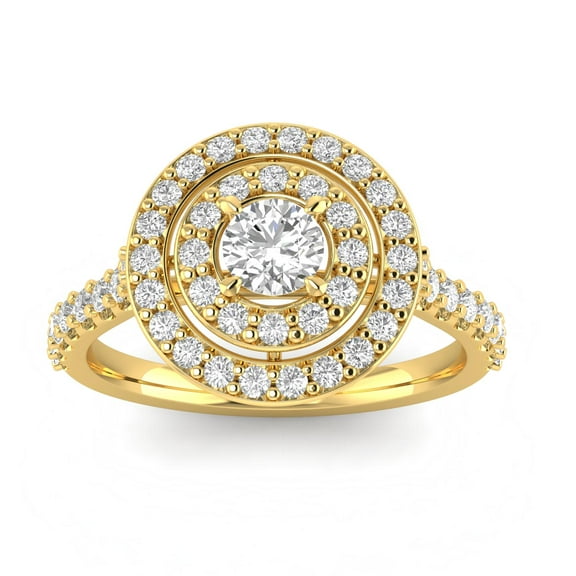 3/4ctw Diamond Halo Engagement Ring in 10k  Yellow Gold