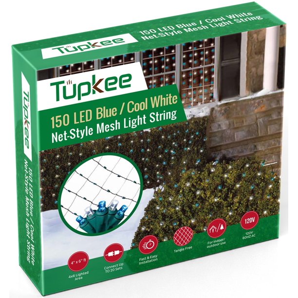 Tupkee Christmas Light Net 150 LED Blue & White Mesh Lights 4 ft x 6