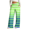 thumbnail image 1 of LOVZFMLL Women's Pants, Fashion Striped Print Drawstring Wide Leg Trousers Green, 3XL, 1 of 4