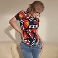 thumbnail image 3 of KLL Women 's Crew Neck Bodysuit Jumpsuits Fire Rescue With Red Helmet And Truck Print Short onesies Stretch T Shirts, 3 of 5