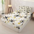 thumbnail image 3 of Castle Fairy Vintage Atomic Star Zipper Queen Comforter Set with Fitted Sheet and 2 Pillowcases,Retro Circular Motif Zipper Bedding Set,Mustard Brown Cream,Reversible, 3 of 5