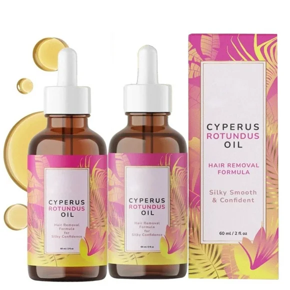 2 unidades de aceite natural de *Cyperus rotundus* (60 ml), aceite corporal ligero para acondicionar la piel y uso diario, apto para todo tipo de piel.