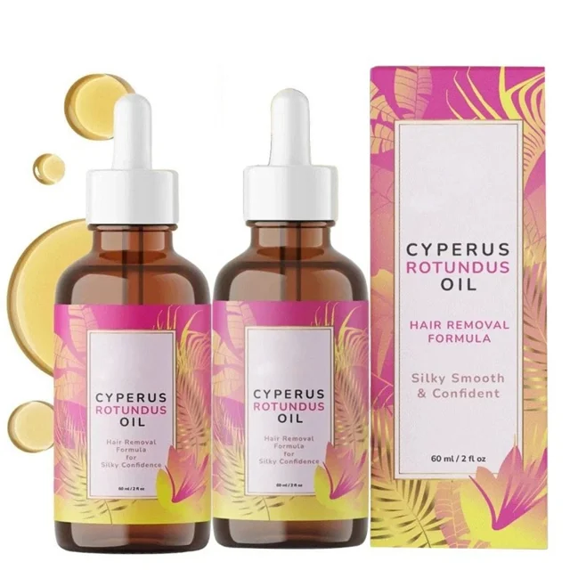 2 unidades de aceite natural de *Cyperus rotundus* (60 ml), aceite corporal ligero para acondicionar la piel y uso diario, apto para todo tipo de piel.