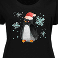 thumbnail image 4 of Inktastic Christmas Penguin in Red Santa Hat with Snowflakes Women's Plus Size T-Shirt, 4 of 5