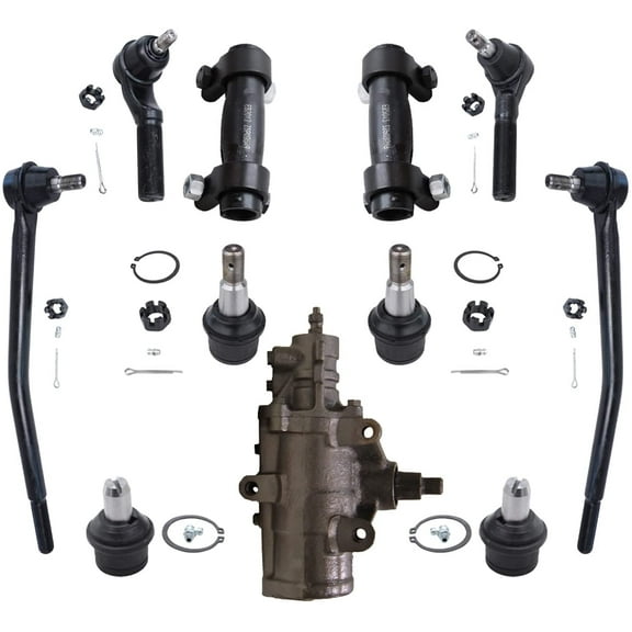 Detroit Axle - 11pc Power Steering Gear Box Tie Rods Ball Joints Replacement for Ford E-350 Super Duty