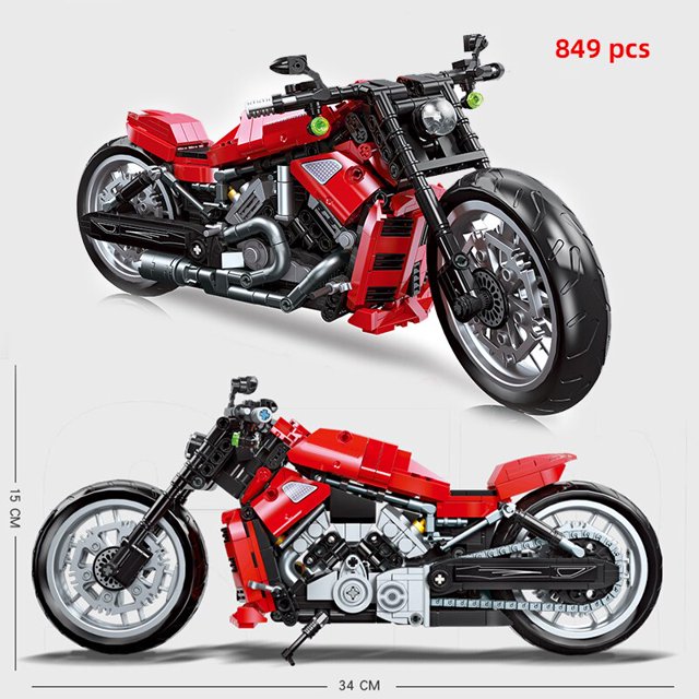 Bloques de construcción de modelo de motocicleta para niños, juego de vehículos de carreras de ciudad, Kits de MOC todoterreno, juguetes de construcción para niños, 2023