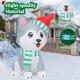 thumbnail image 4 of Perro husky inflable navideño GOOSH de 1,5 m con gorro de Papá Noel y LED, 4 of 6