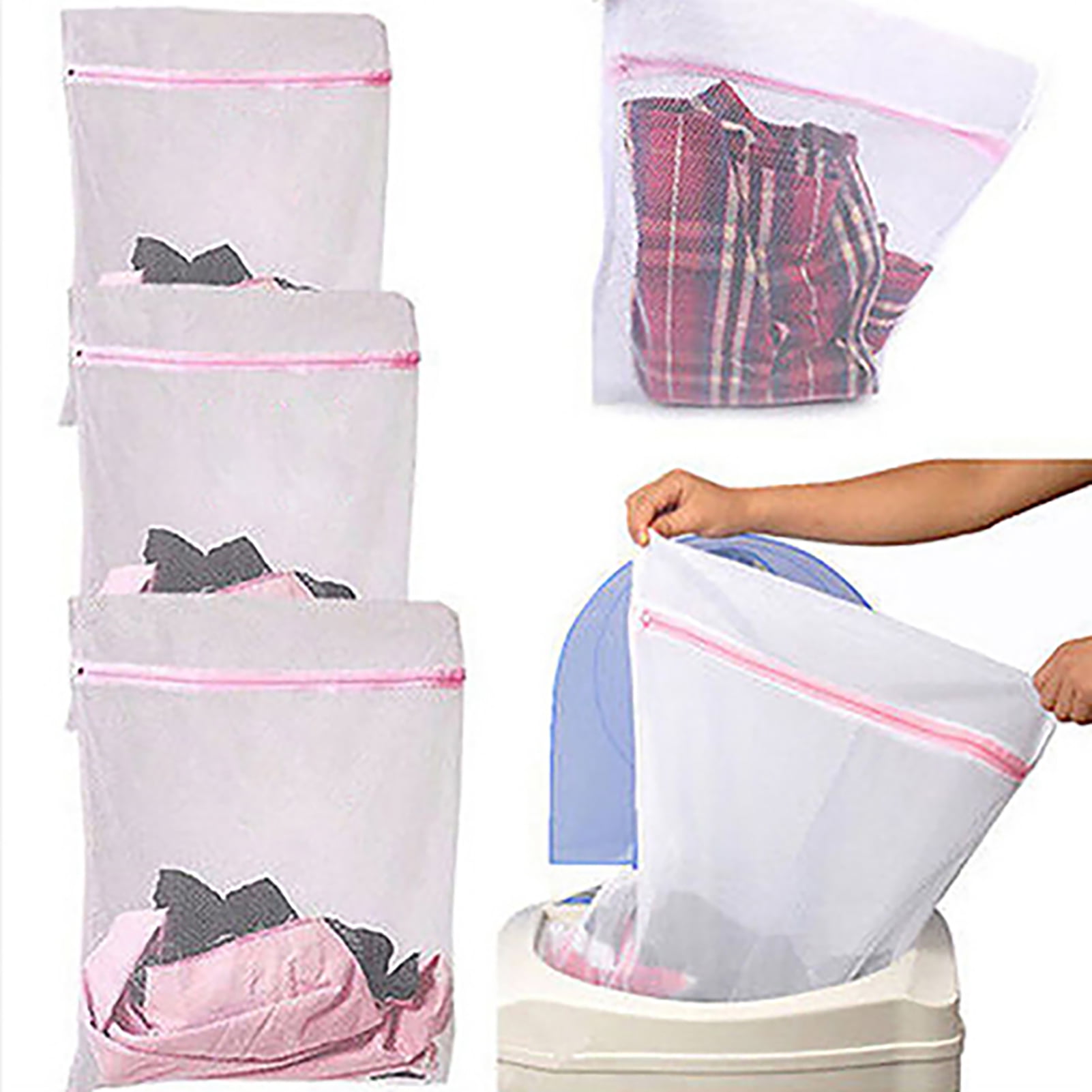 Mesh Laundry Bag Set of 6, White Delicate Durable Polyester Wash