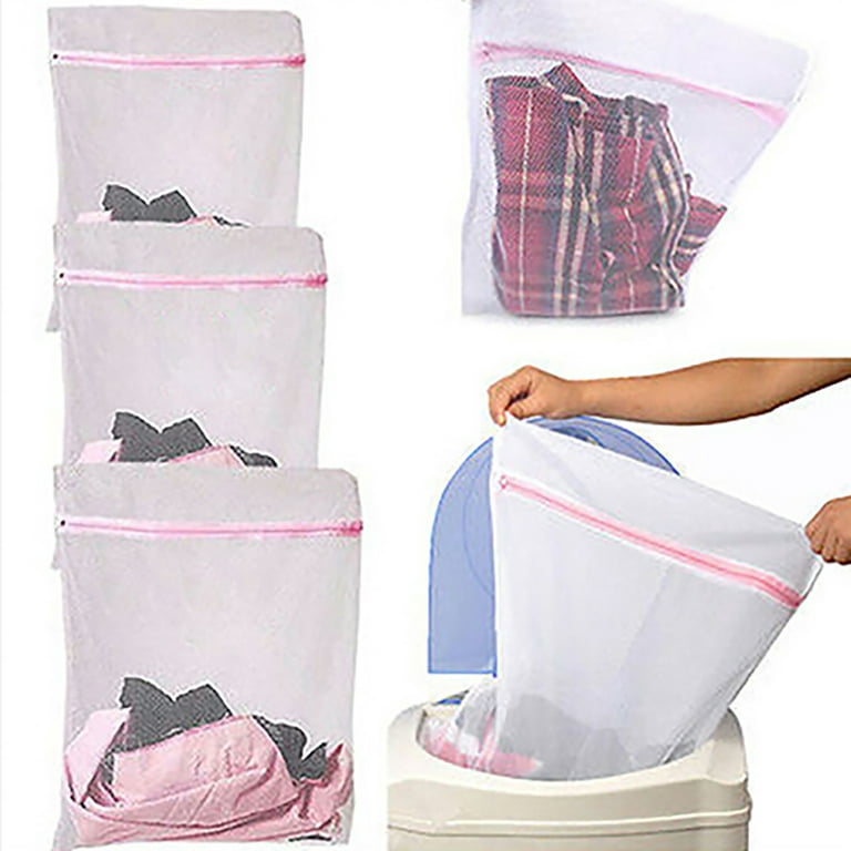3 Size Zippered Mesh Laundry Wash Bags Foldable Delicates Lingerie