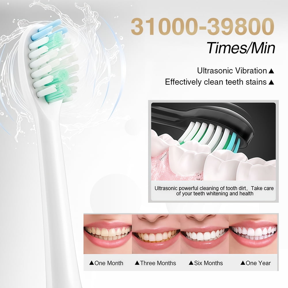 Flaremore Sonic Electric Toothbrush for Adults and Teen,Rechargeable Travel Toothbrush with 8 Brush Heads & Travel Case, Smart Timer,5 Modes,2-Hour Fast Charge Last 20 Days,White