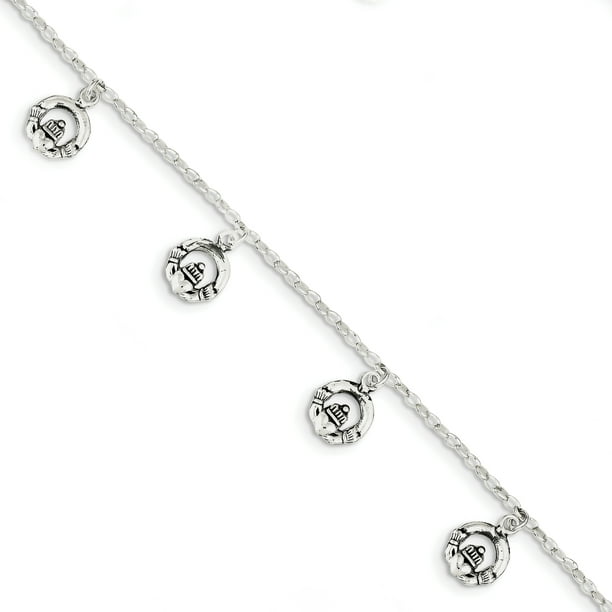 925 Sterling Silver Antiqued Claddagh Bracelet