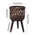 thumbnail image 3 of SPOORYYO Wooden Woven Storage Basket, Indoor/Outdoor Plant Pot, High-Legged Floor Stand, Home Decor, 3 of 6