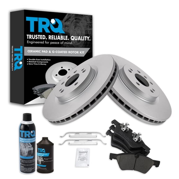 TRQ Front Ceramic Brake Pad & Coated Rotor Kit for Mercedes ML350 ML420 w/Fluids BKA24039 Fits select: 2006-2011 MERCEDES-BENZ ML, 2006-2012 MERCEDES-BENZ R
