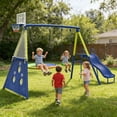 thumbnail image 3 of Shengchao Trade Metal Kids Swing Sets with Heavy Duty Outdoor A-Frame, 2 Swings, 3 of 14