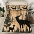 thumbnail image 2 of Manfei Rustic Farmhouse Cabin Full Size Sheets, Jungle Deer Animal Bed Sheets, Brown Wooden Plank Sheet Sets, Lightweight Room Decor, 4 Pieces, 2 of 7