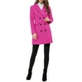 thumbnail image 6 of INSPIRE CHIC Women's Winter Coat Notched Lapel Double Breasted Trench Coat XL Fuchsia, 6 of 8