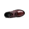 thumbnail image 5 of BLISSFUL STEP Women's Boot Rounded Toe Side Zip Combat Block Heel Ankle Boots Burgundy 7, 5 of 9