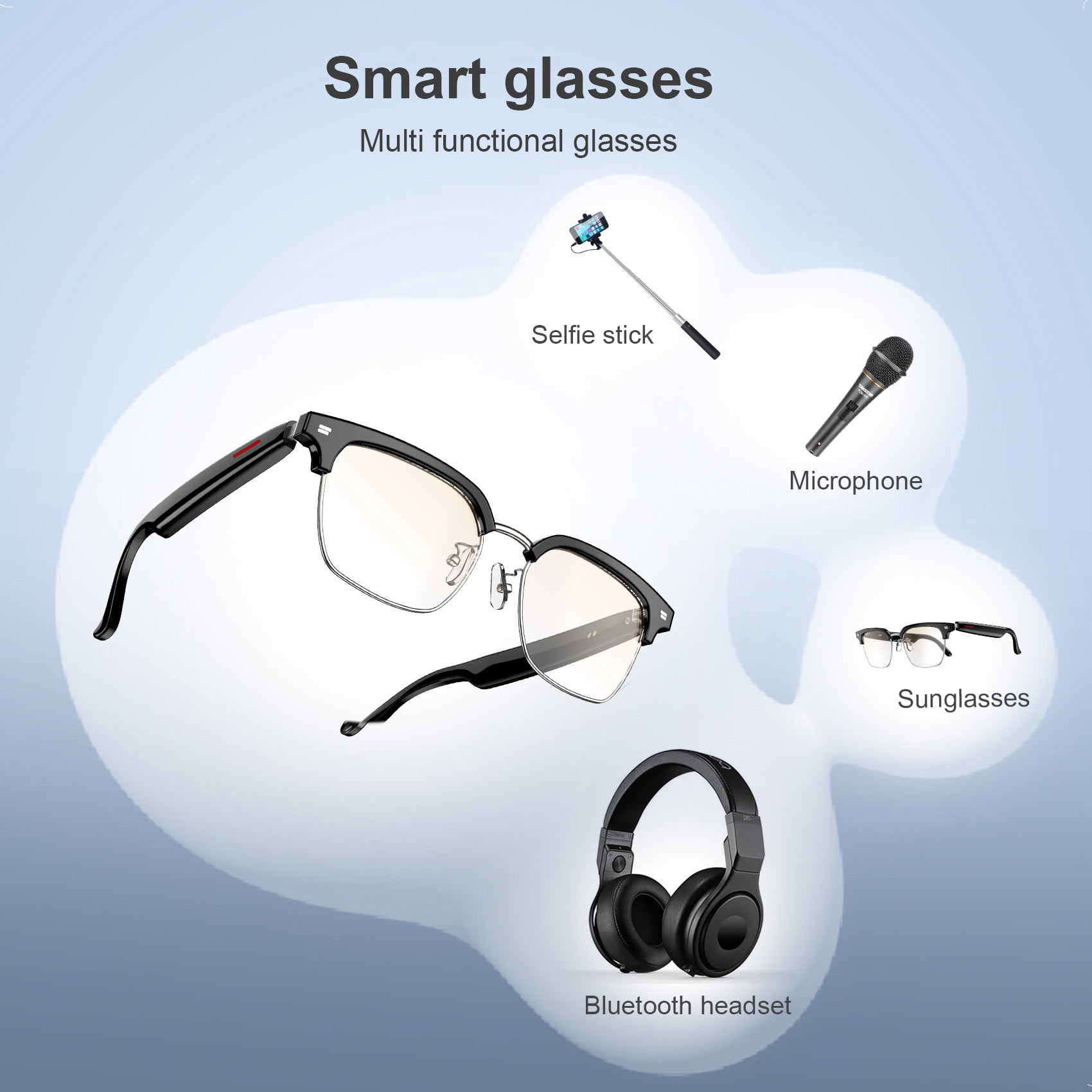 Blackview Smart Glasses Wireless Bluetooth Anti-blue Light Lens Outdoor Sports Hands-free Calling Music Eyeglasses