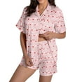 thumbnail image 6 of Pajamas Set for Women Cozy Floral Printed Lapel Short Sleeves Shirts Shorts Sleepwear 2 Pieces, 6 of 8