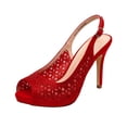 thumbnail image 1 of Tacones Abiertos con Punta Descubierta de Gamuza Roja y Pedrería para Mujer DREAM PAIRS, 1 of 6