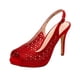 thumbnail image 1 of Zapatos de Tacón Plataforma Abiertos con Punta Descubierta en Gamuza Roja para Mujer DREAM PAIRS Talla 6.5, 1 of 6