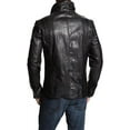 thumbnail image 2 of Men's Genuine Black Lambskin Leather Jacket Slim fit Moto Biker jacket A802, 2 of 3