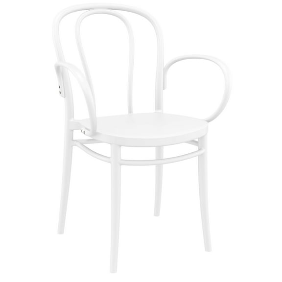 Luxury Commercial Living 33.5" White Stackable Patio XL Dining Armchair