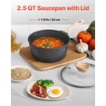 thumbnail image 2 of 2.5-quart small kitchen cooking pot with non-stick coating and tempered glass lid, detachable handle, suitable for induction cooktops, black., 2 of 5