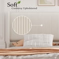thumbnail image 4 of Historyli FULL Size Bed Frame,Corduroy Upholstered King Bed Frame with Wingback Headboard,No Box Spring Needed,Solid Wooden Slats,Noise Free,White/Wooden Feet, 4 of 7